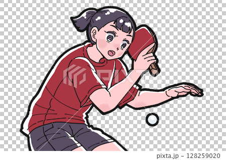 打乒乓球的女孩的插圖 128259020