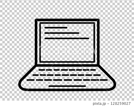 ノートパソコンアイコン　シンプル　黒 128259027