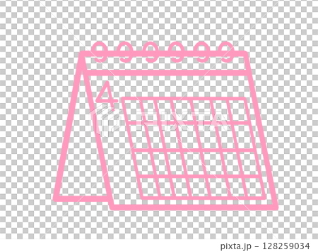 カレンダーアイコン シンプル ピンク カレンダーアイコン シンプル ピンク 128259034