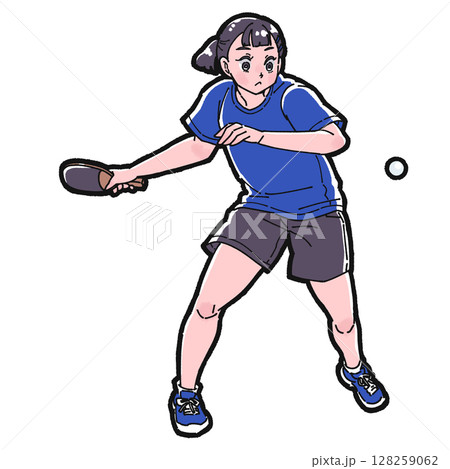 卓球をする女の子のイラスト 128259062