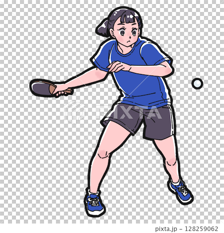 打乒乓球的女孩的插圖 128259062