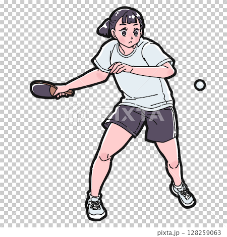 打乒乓球的女孩的插圖 128259063