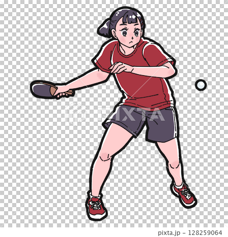 打乒乓球的女孩的插圖 128259064