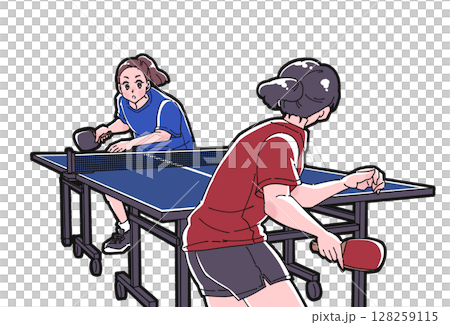 兩個女孩打乒乓球的插圖 兩個女孩打乒乓球的插圖 128259115