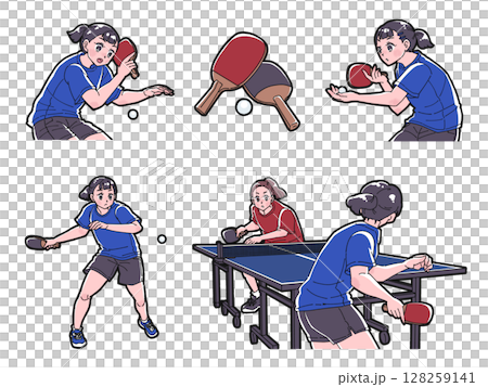 打乒乓球的女孩插畫集 打乒乓球的女孩插畫集 128259141
