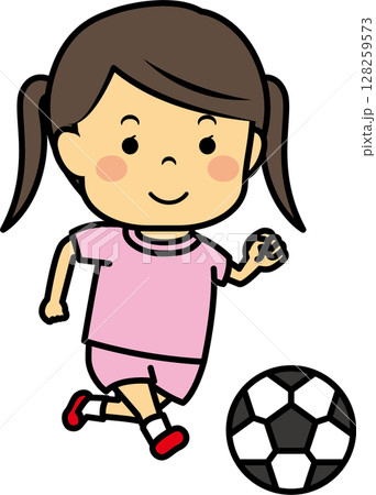 サッカーをする女の子 サッカーをする女の子 128259573