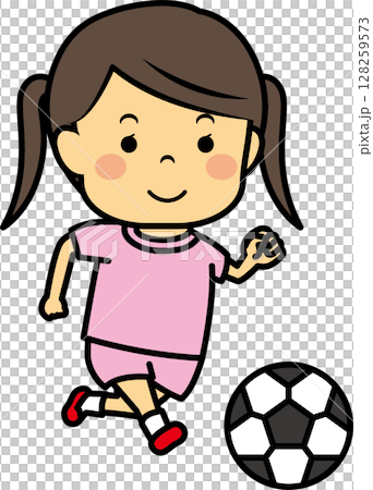 サッカーをする女の子 サッカーをする女の子 128259573