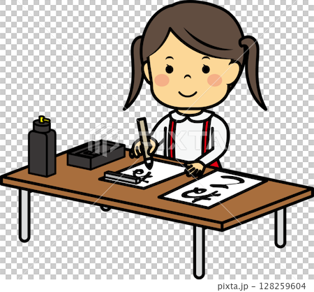 練習書法的女孩 128259604