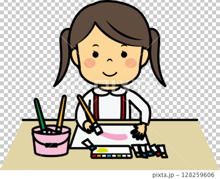 水彩画を描く女の子 128259606