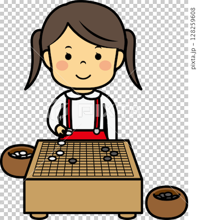 A girl playing Go 128259608