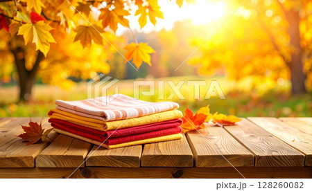 Old books with autumn leaves create a vintage still life of learning and nature 128260082