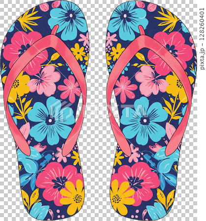Pink Floral Flip-Flops Pink Floral Flip-Flops 128260401