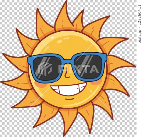 smiling sun in sunglasses with sun in sunglasses 128260411