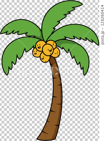 tropical palm trees with leaves and exotic plants 128260414