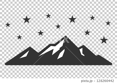 星空和山脈插圖 - 夜晚的自然風光 星空和山脈插圖 - 夜晚的自然風光 128260442