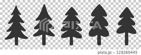 松の木を並べたシンプルなシルエットイラスト 128260445
