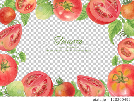 用水彩畫的各種西紅柿的框架材料 128260493