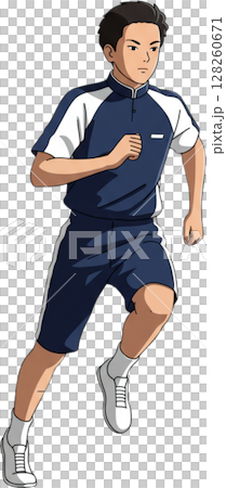 Running Boy in PE Uniform 128260671