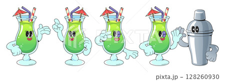 Groovy cocktail mascot set 128260930