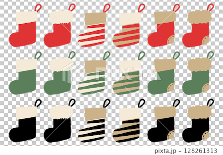 クリスマスの靴下のベクターイラストセット 128261313