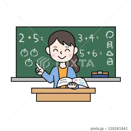 学校生活_算数の授業をする先生 学校生活_算数の授業をする先生 128261841