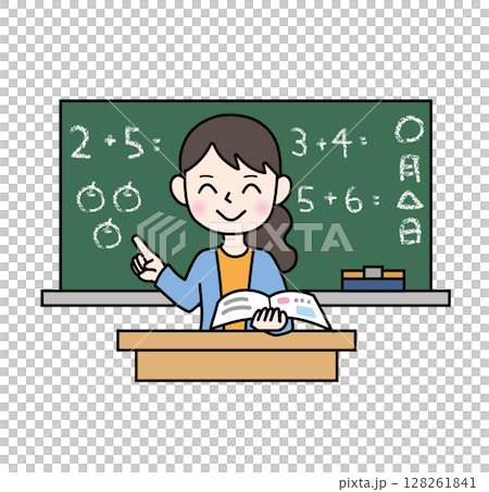 学校生活_算数の授業をする先生 学校生活_算数の授業をする先生 128261841