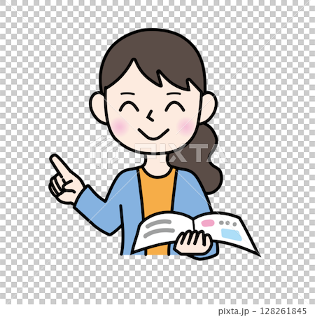 指をさして案内をする女性 指をさして案内をする女性 128261845