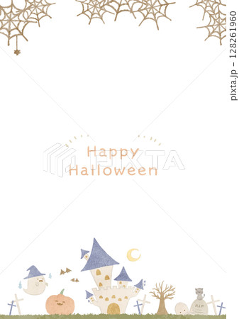 かわいいハロウィーンの背景イラスト かわいいハロウィーンの背景イラスト 128261960