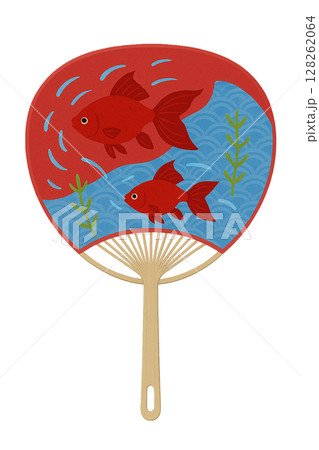 夏の金魚模様和紙団扇 128262064