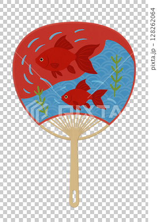 夏の金魚模様和紙団扇 128262064