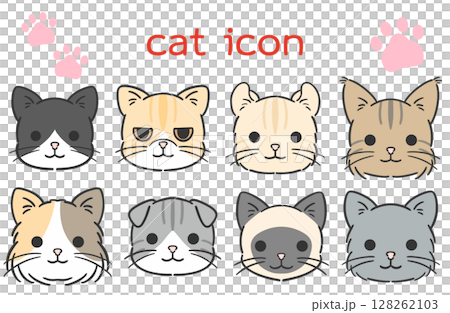簡單的貓臉插圖集 簡單的貓臉插圖集 128262103