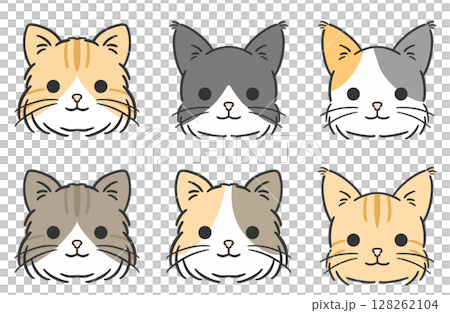 簡單的貓臉插圖集 128262104
