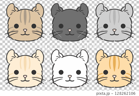 簡單的貓臉插圖集美國捲毛貓 128262106