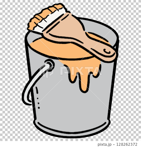 Paint bucket and brush_orange 128262372
