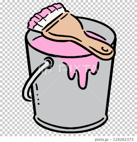 油漆桶和刷子_粉紅色 128262373