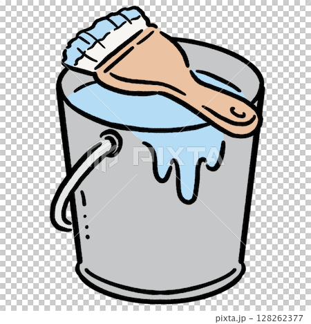 油漆桶和刷子_淺藍色 128262377