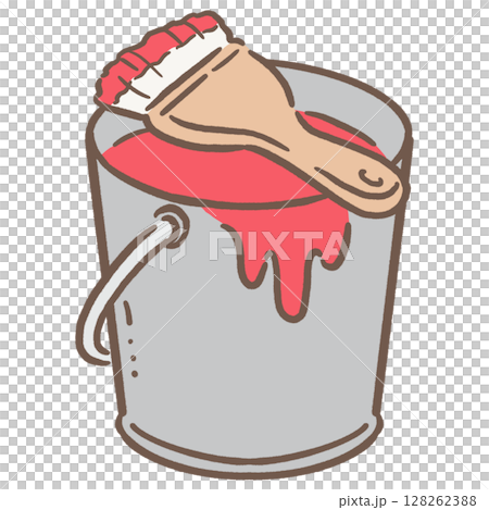 油漆桶和刷子_棕色_紅色 128262388