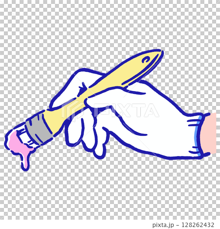 手握畫筆_藍色 128262432