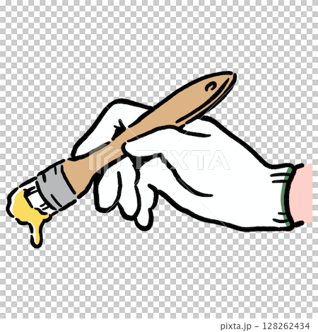 手拿著刷子_黃色 128262434