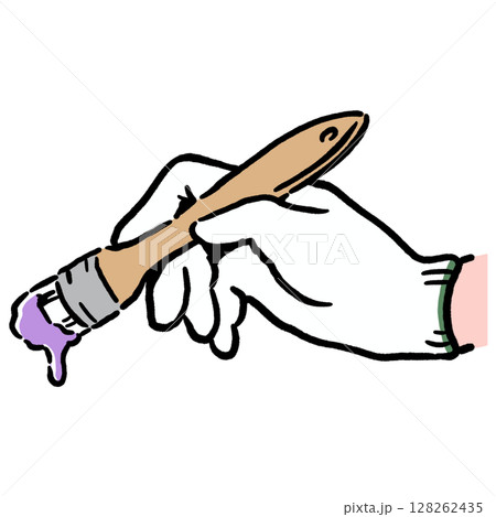 刷毛を持った手_紫 128262435