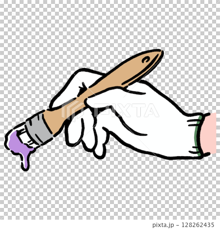 刷毛を持った手_紫 128262435