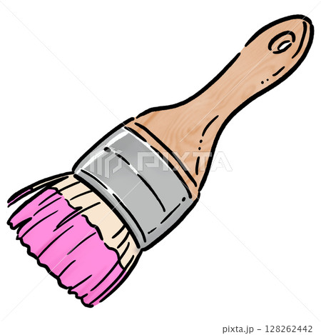 ペンキのついた刷毛_ピンク ペンキのついた刷毛_ピンク 128262442