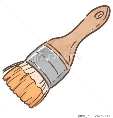 ペンキのついた刷毛_茶線_オレンジ ペンキのついた刷毛_茶線_オレンジ 128262452