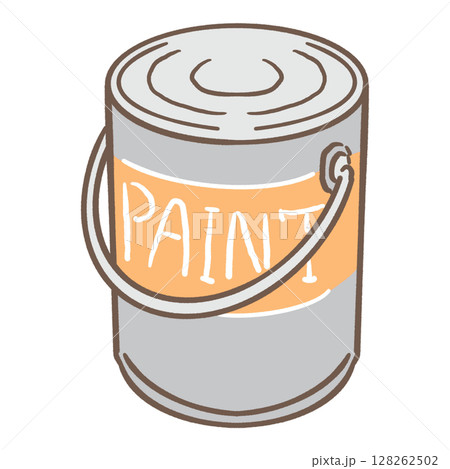 ペンキ缶_茶線_オレンジ ペンキ缶_茶線_オレンジ 128262502