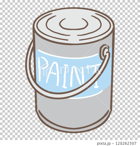 ペンキ缶_茶線_水色 128262507