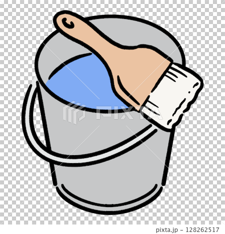 帶刷子的桶子_藍色 128262517