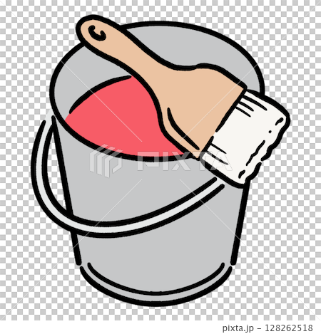 帶刷子的桶子_紅色 128262518