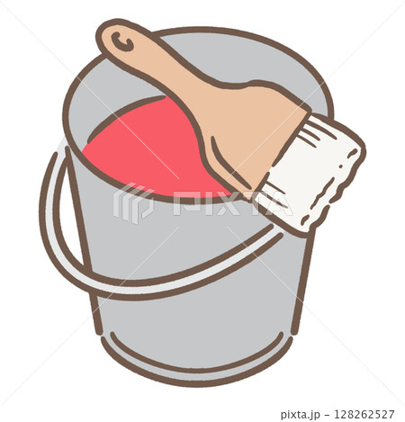 刷毛ののったバケツ茶線__赤 刷毛ののったバケツ茶線__赤 128262527