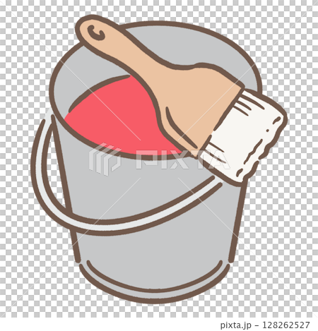 刷毛ののったバケツ茶線__赤 刷毛ののったバケツ茶線__赤 128262527