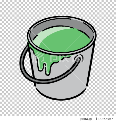 バケツの中に入ったペンキ_緑 128262567